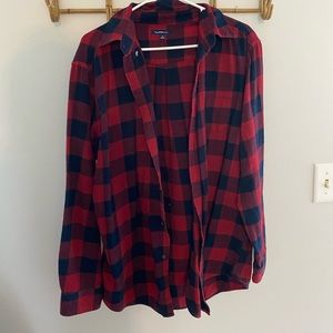 Red and dark blue flannel